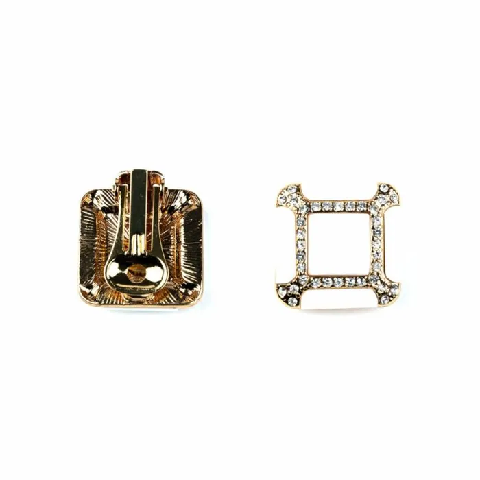 Kenneth Jay Lane Light Color Earrings Women White Square Clip Earrings Kenneth Jay Lane Light Color Earrings Women White Square Clip Earrings