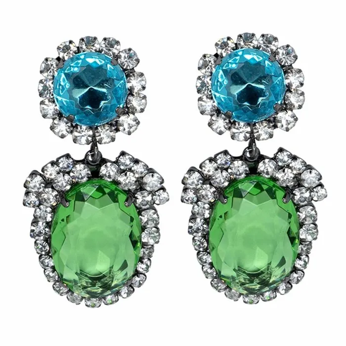 Kenneth Jay Lane Light Color Gem Earrings Women Aqua And Peridot Drop Clip Earrings Kenneth Jay Lane Light Color Gem Earrings Women Aqua And Peridot Drop Clip Earrings