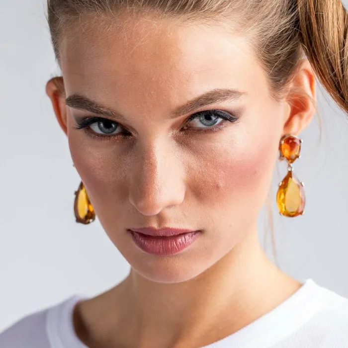 Kenneth Jay Lane Light Color Gem Earrings Women Topaz And Silver Teardrop Pierced Or Clip Earrings