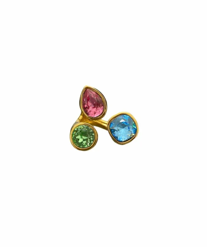 Kenneth Jay Lane Light Color Gem Rings Women Multi Pastel Cluster Ring