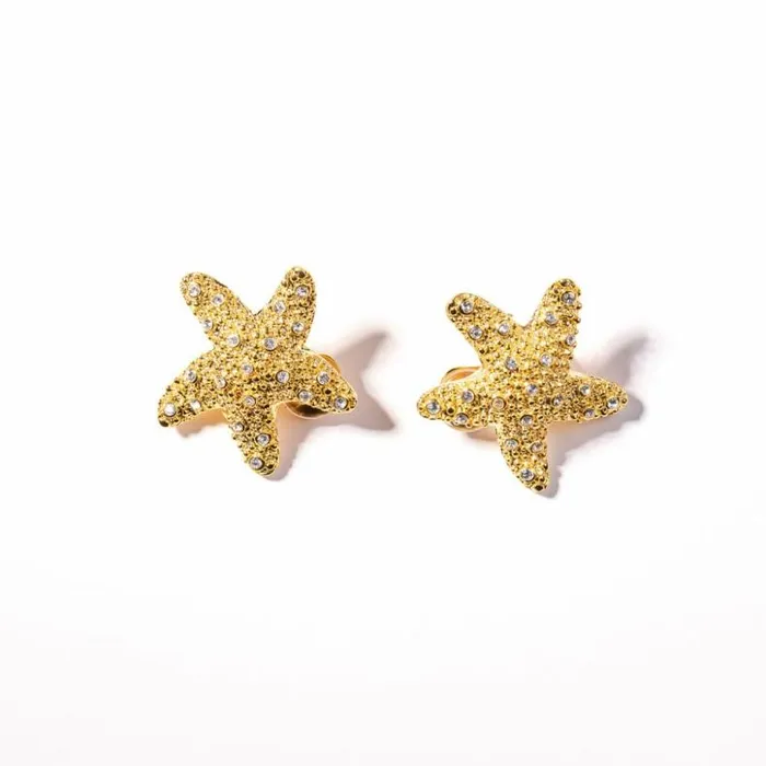 Kenneth Jay Lane Metallic Finish Earrings Women Crystal Starfish Clip Earrings Kenneth Jay Lane Metallic Finish Earrings Women Crystal Starfish Clip Earrings