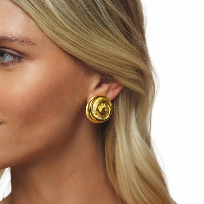 Kenneth Jay Lane Metallic Finish Earrings Women Gold Swirl Button Clip Earrings Kenneth Jay Lane Metallic Finish Earrings Women Gold Swirl Button Clip Earrings