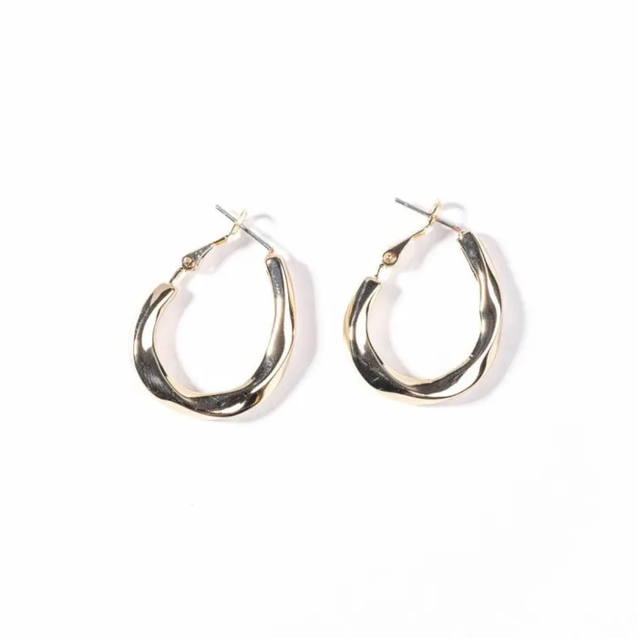 Kenneth Jay Lane Metallic Finish Earrings Women Gold Twist Post Hoop Earring