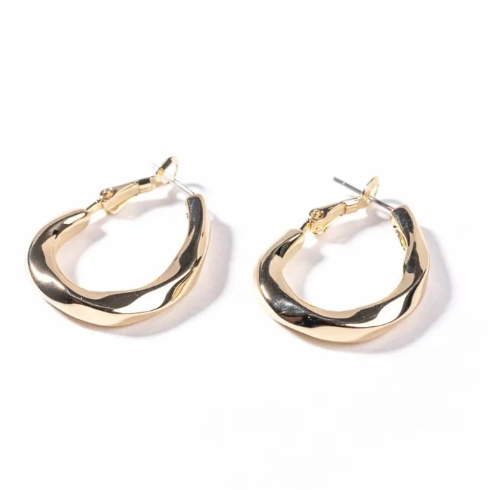 Kenneth Jay Lane Metallic Finish Earrings Women Gold Twist Post Hoop Earring