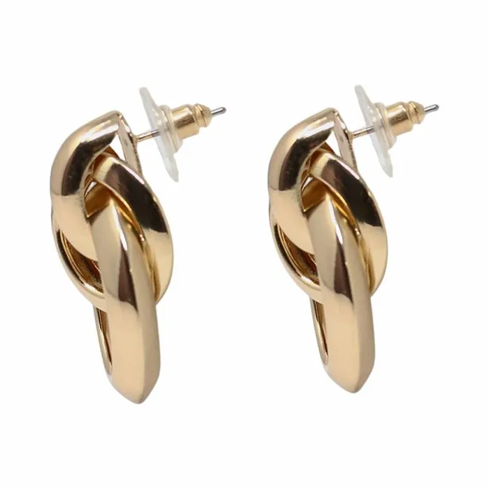 Kenneth Jay Lane Metallic Finish Earrings Women Polished Gold Interlock Love Knot Pierced Earring
