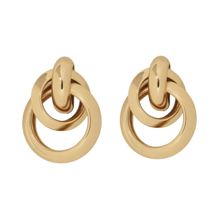 Kenneth Jay Lane Metallic Finish Earrings Women Polished Gold Interlock Love Knot Pierced Earring