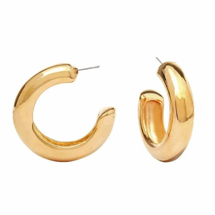 Kenneth Jay Lane Metallic Finish Earrings Women Polished Gold Tube Hoop Earrings Kenneth Jay Lane Metallic Finish Earrings Women Polished Gold Tube Hoop Earrings