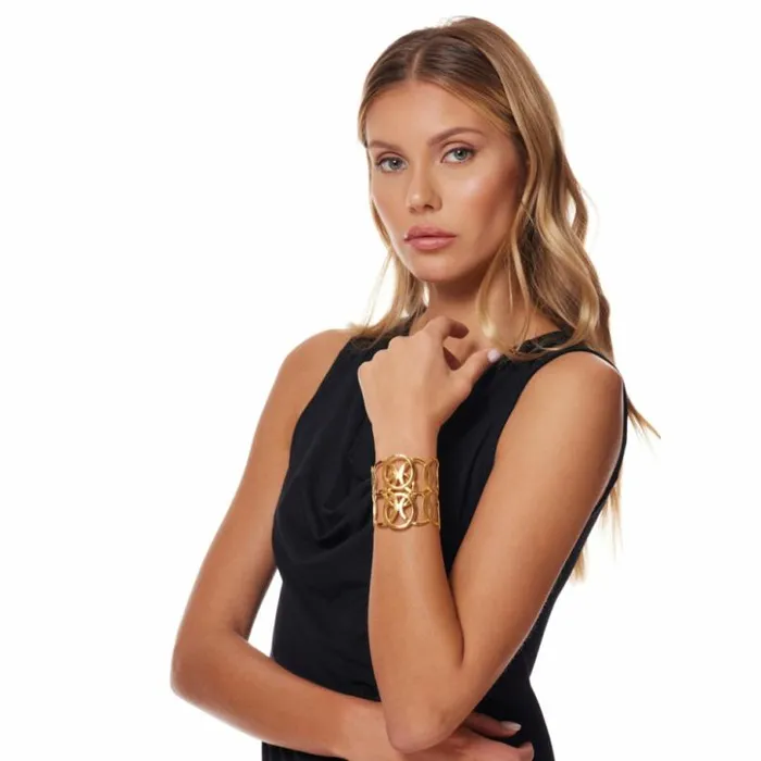 Kenneth Jay Lane Metallic Finish Necklaces Women Satin Gold Open Circles Cuff Bracelet Kenneth Jay Lane Metallic Finish Necklaces Women Satin Gold Open Circles Cuff Bracelet
