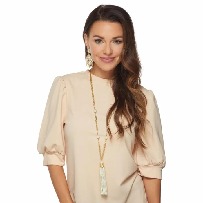 Kenneth Jay Lane Pearl Necklaces Women Pearl Tassel Necklace
