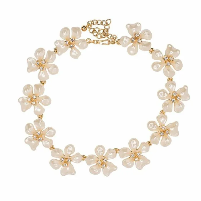 Kenneth Jay Lane Pearl Necklaces Women White Pearl Flower Necklace