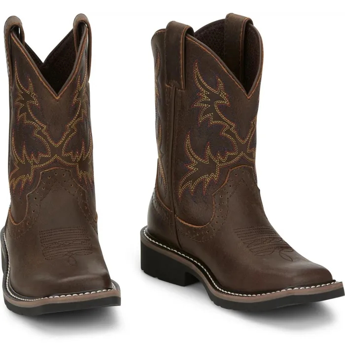 KIDS Cattleman Kids Western Boot Brown Justin Boots Western