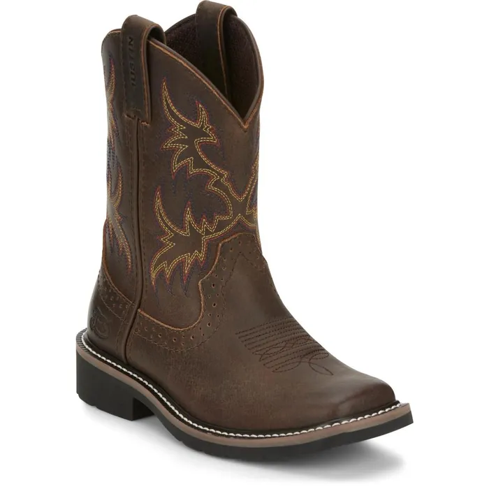 KIDS Cattleman Kids Western Boot Brown Justin Boots Western