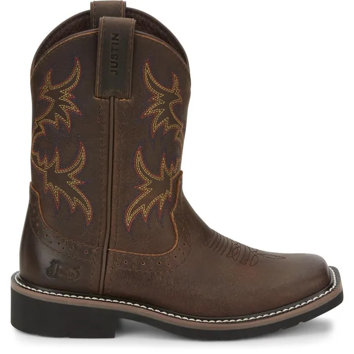 KIDS Cattleman Kids Western Boot Brown Justin Boots Western