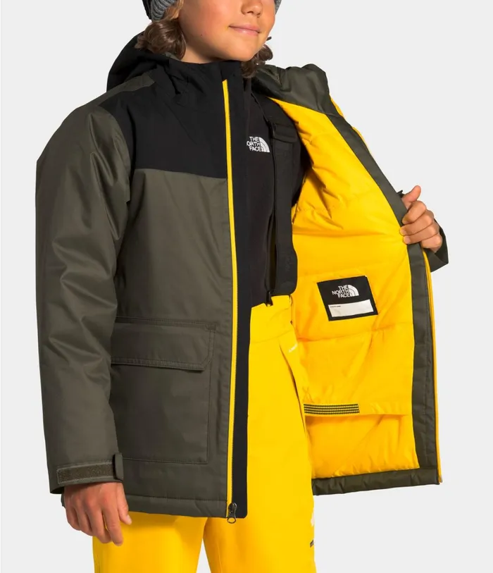 Kids Freedom Insulated Jacket New Taupe Greenlightning Yellow The North Face Jackets and Vests