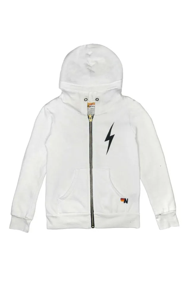 Kids Hoodies Aviator Nation Bolt Print Zip Hoodie 8211 White