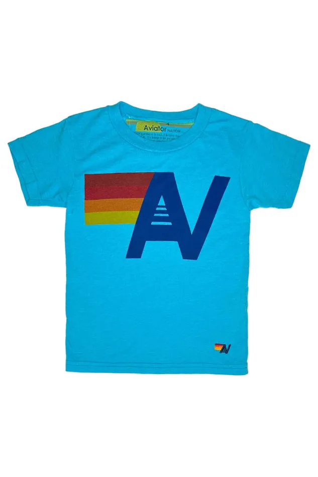 Kids Tees Aviator Nation Logo Tee 8211 Neon Blue