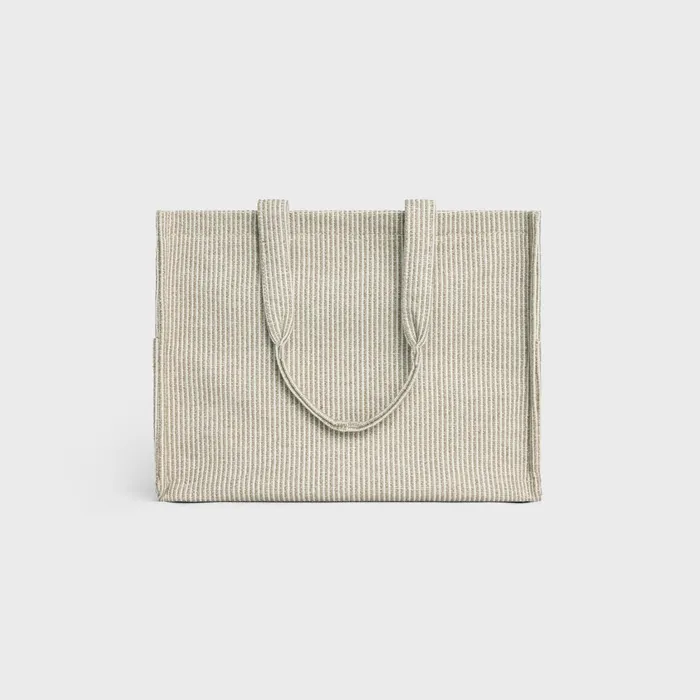 Large Cabas Thais In Striped Textile Beige Women CELINE CABAS Large Cabas Thais In Striped Textile Beige Women CELINE CABAS