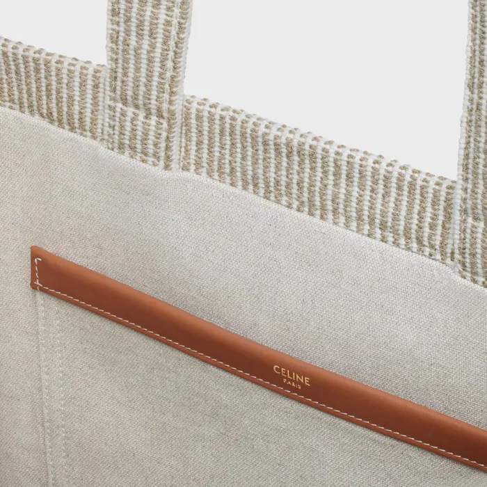 Large Cabas Thais In Striped Textile Beige Women CELINE CABAS Large Cabas Thais In Striped Textile Beige Women CELINE CABAS