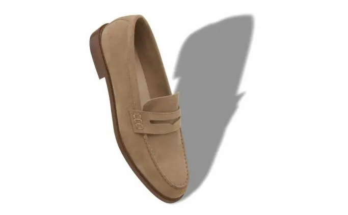 Loafers Men Manolo Blahnik PERRYBeige Suede Penny Loafers