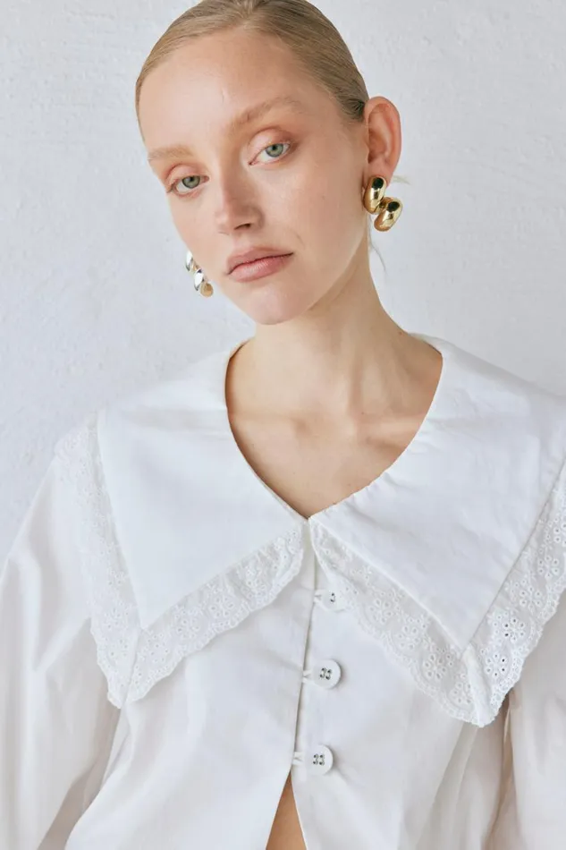 Long Sleeve Women VRG GRL Mae Blouse White Long Sleeve Women VRG GRL Mae Blouse White