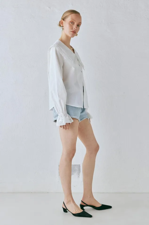 Long Sleeve Women VRG GRL Mae Blouse White Long Sleeve Women VRG GRL Mae Blouse White