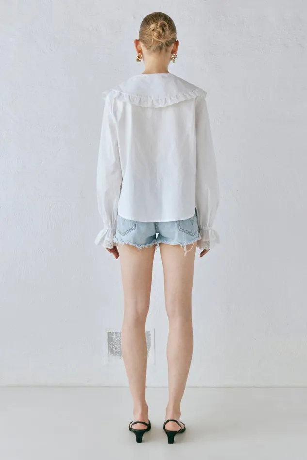 Long Sleeve Women VRG GRL Mae Blouse White Long Sleeve Women VRG GRL Mae Blouse White