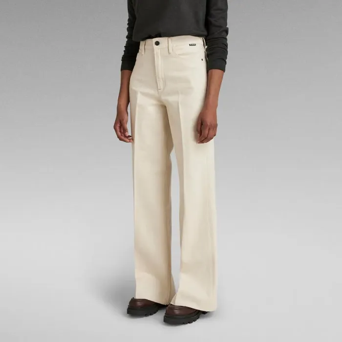 Loose Women GStar RAW Deck Ultra High Wide Leg Jeans Ecru