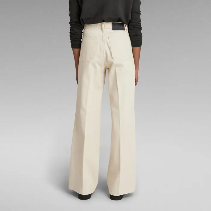 Loose Women GStar RAW Deck Ultra High Wide Leg Jeans Ecru