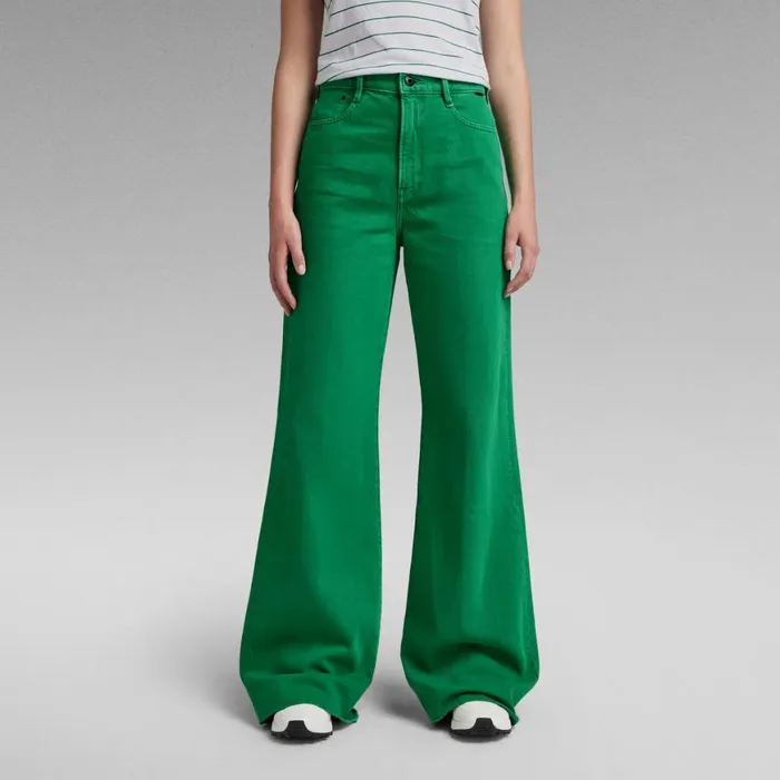 Loose Women GStar RAW Deck Ultra High Wide Leg Jeans Jolly Green Gd