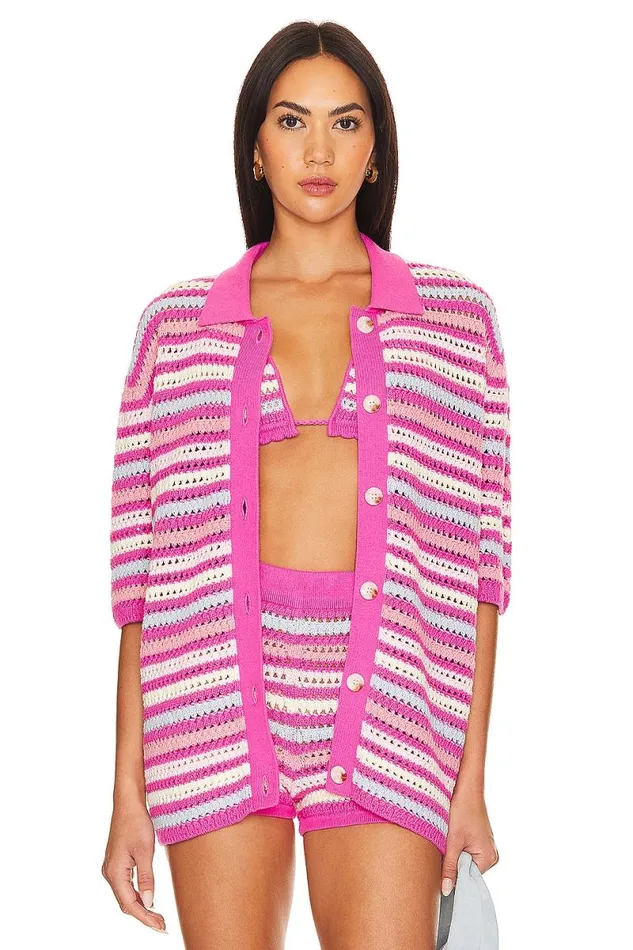 Lucia Cardigan Pink and Blue Multi Women Lovers and Friends Sweaters and Knits Lucia Cardigan Pink and Blue Multi Women Lovers and Friends Sweaters and Knits