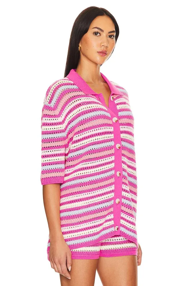 Lucia Cardigan Pink and Blue Multi Women Lovers and Friends Sweaters and Knits