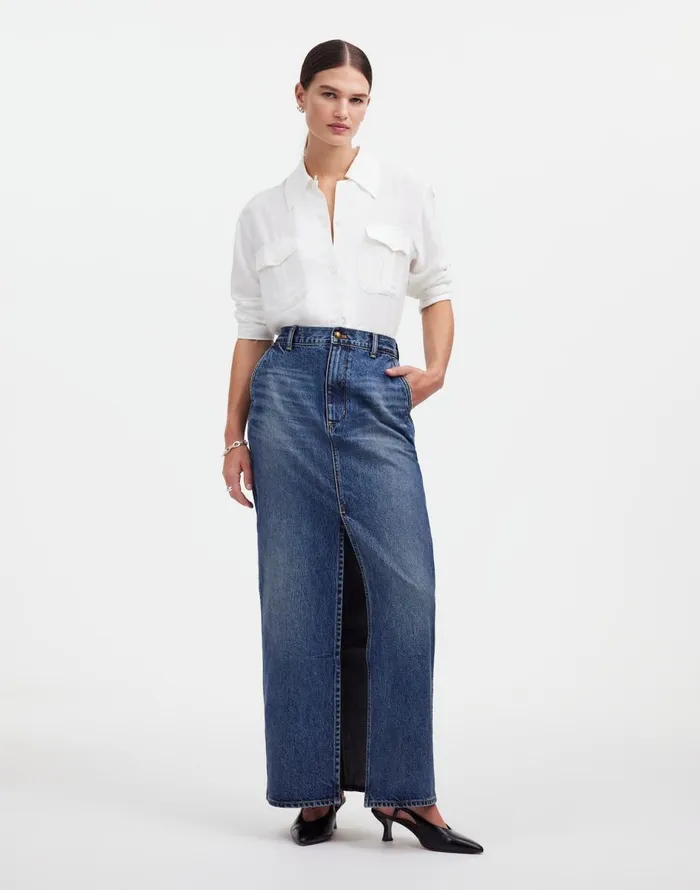 Madewell Alexa Chung For Madewell Denim Maxi Skirt In Croswell Wash Croswell Wash Women Skirts