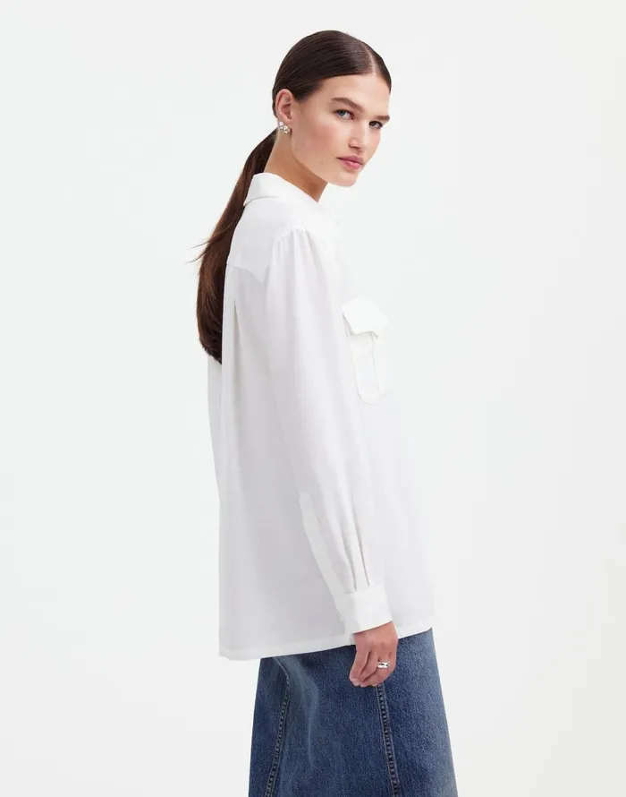 Madewell Alexa Chung For Madewell PleatPocket ButtonUp Shirt Eyelet White Women Tops and Shirts