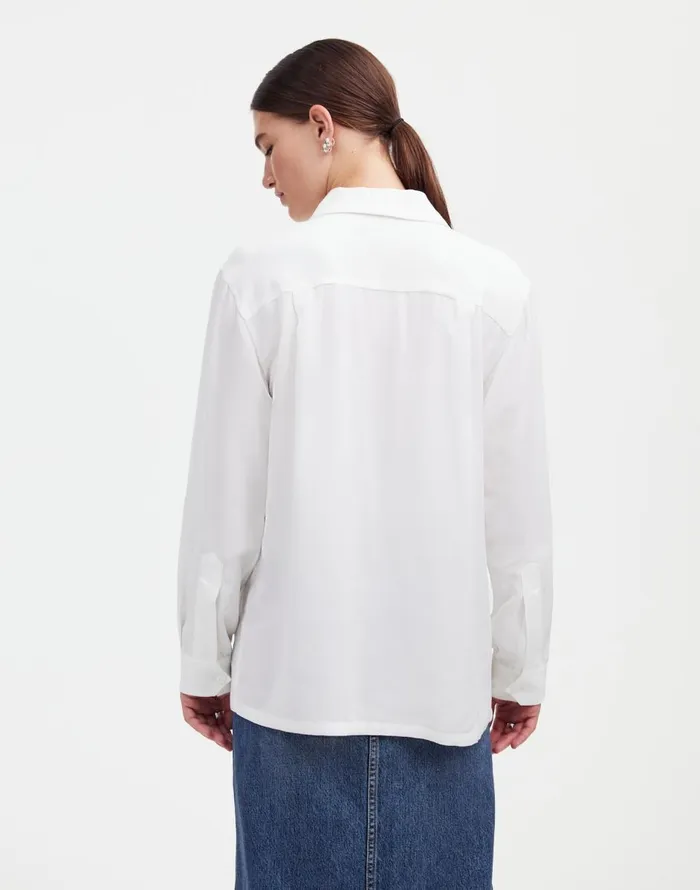 Madewell Alexa Chung For Madewell PleatPocket ButtonUp Shirt Eyelet White Women Tops and Shirts