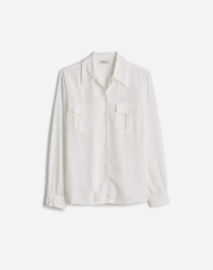 Madewell Alexa Chung For Madewell PleatPocket ButtonUp Shirt Eyelet White Women Tops and Shirts