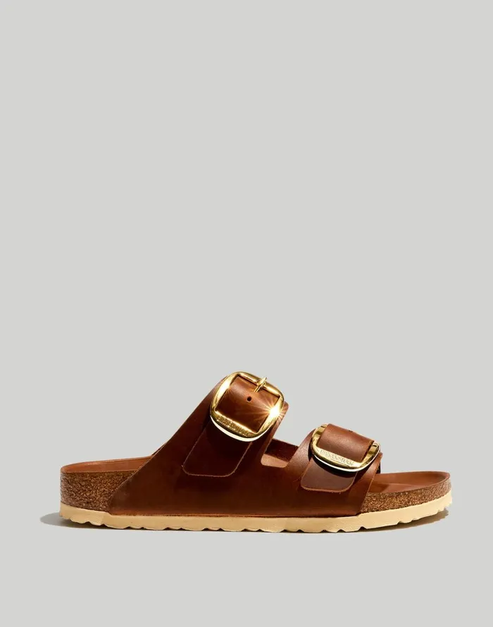 Madewell Birkenstock Big Buckle Arizona Sandals Cognac Oiled Leather Women Sandals