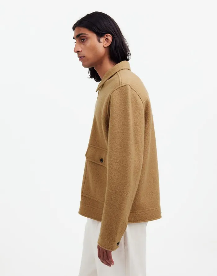 Madewell Boiled Wool ZipFront Jacket Faded Birch Men Coats Jackets