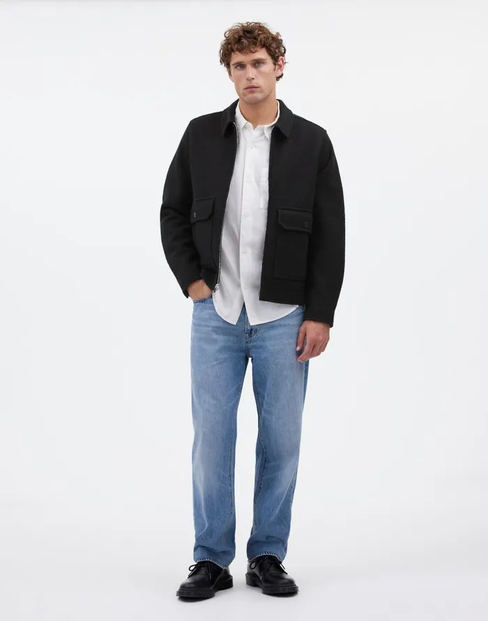 Madewell Boiled Wool ZipFront Jacket True Black Men Coats Jackets