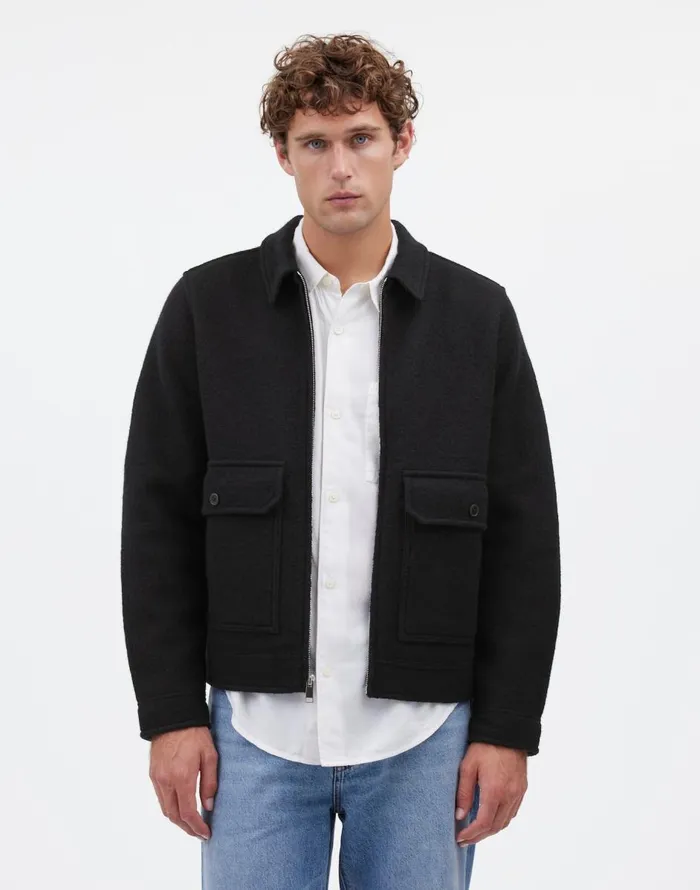 Madewell Boiled Wool ZipFront Jacket True Black Men Coats Jackets