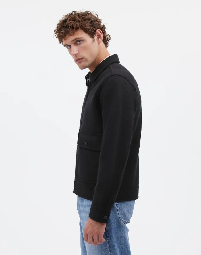 Madewell Boiled Wool ZipFront Jacket True Black Men Coats Jackets