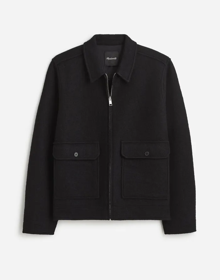 Madewell Boiled Wool ZipFront Jacket True Black Men Coats Jackets