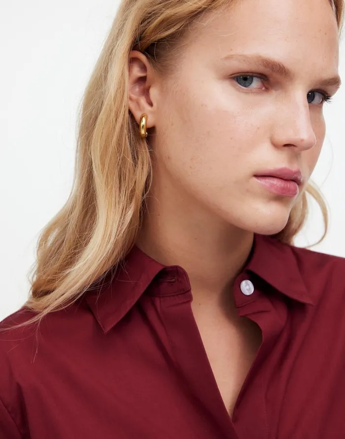 Madewell Chunky Donut Huggie Hoop Earrings Vintage Gold Women Jewelry