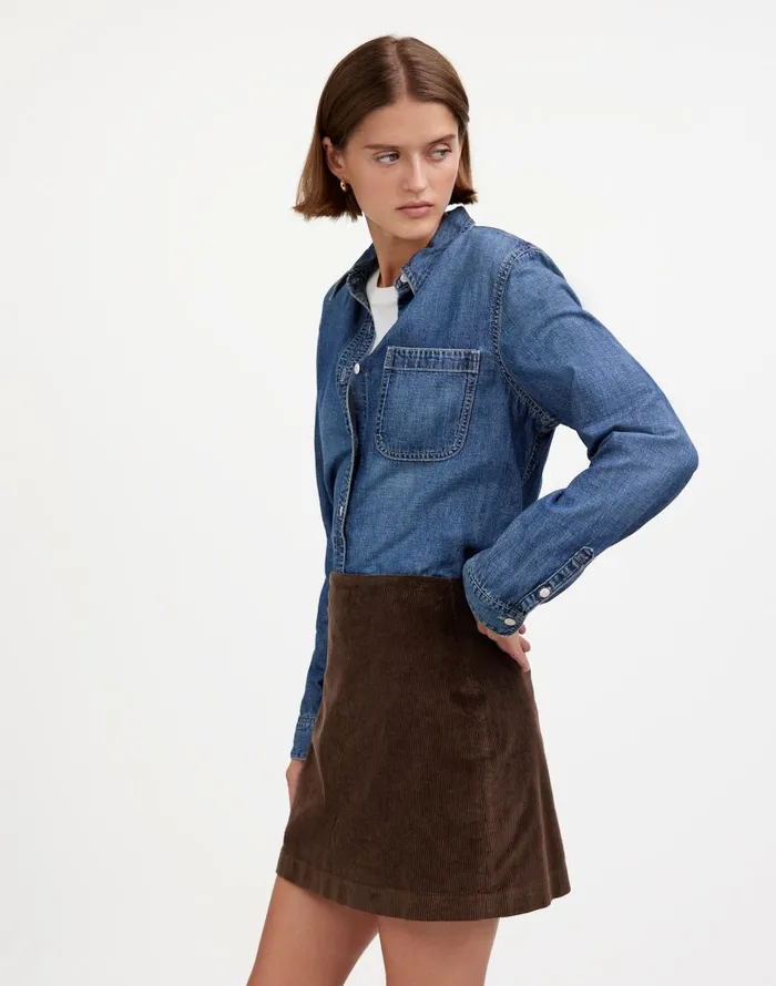 Madewell Corduroy Mini Skirt Dark Carob Women Skirts