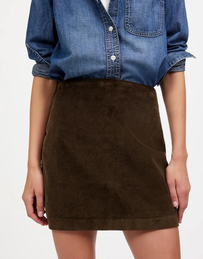 Madewell Corduroy Mini Skirt Dark Carob Women Skirts