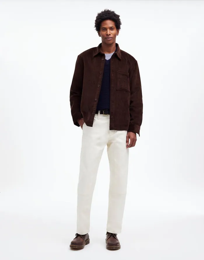 Madewell Corduroy ShirtJacket Dark Carob Men Shirts
