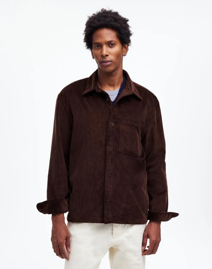 Madewell Corduroy ShirtJacket Dark Carob Men Shirts