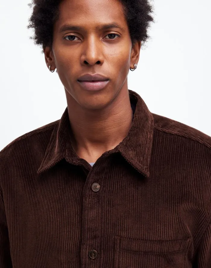 Madewell Corduroy ShirtJacket Dark Carob Men Shirts