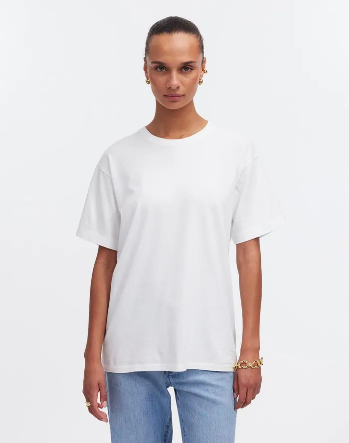Madewell Cotton Relaxed Oversized Tee Eyelet White Women Tees