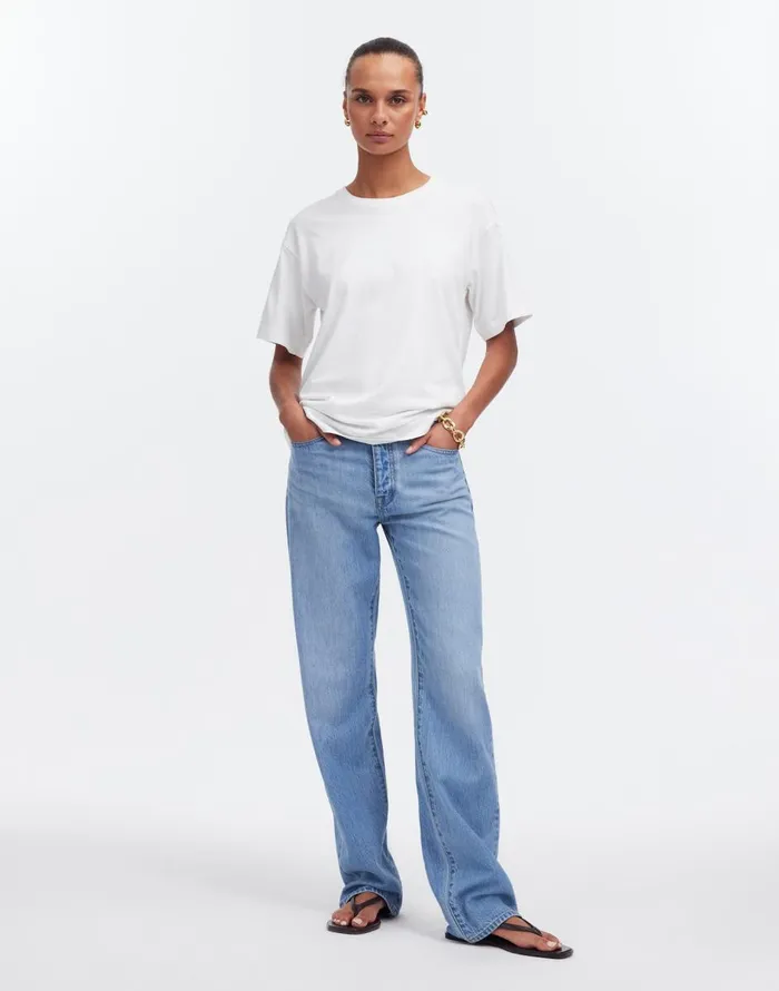 Madewell Cotton Relaxed Oversized Tee Eyelet White Women Tees
