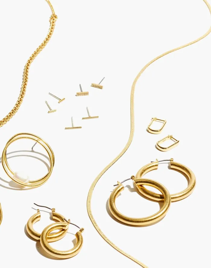Madewell DemiFine Carabiner Hoop Earrings 14k Gold Women Jewelry